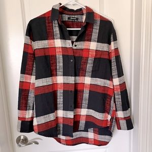 Madewell Red Navy & Cream Plaid Flannel